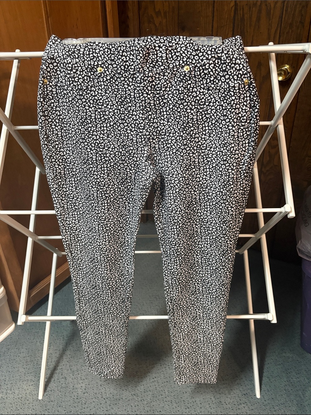 Michael Kors Black and White Leopard Print Top